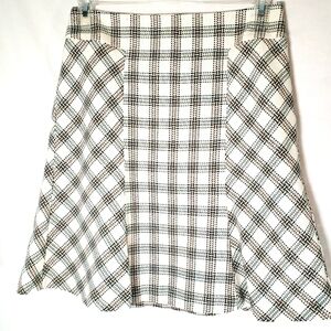 Ann Taylor LOFT Ivory Green Multicolored Tweed Y2K Knee Length Skirt Sz 6